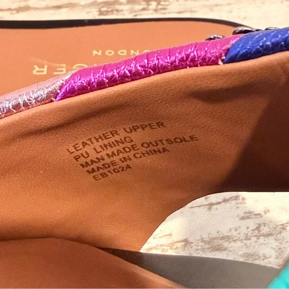 Kurt Geiger Kensington Flat Sandals Rainbow Metallic Stripe Slide Size 36.5 EU - Picture 12 of 16